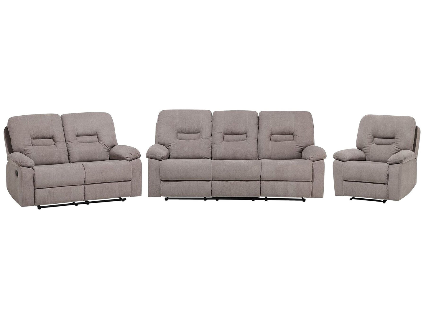 2 Seater Fabric Manual Recliner Sofa Taupe Beige BERGEN