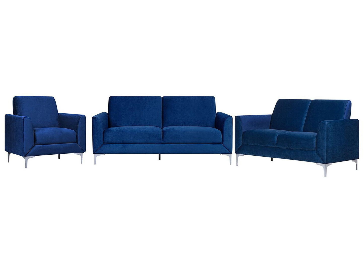 3 Seater Velvet Sofa Navy Blue FENES