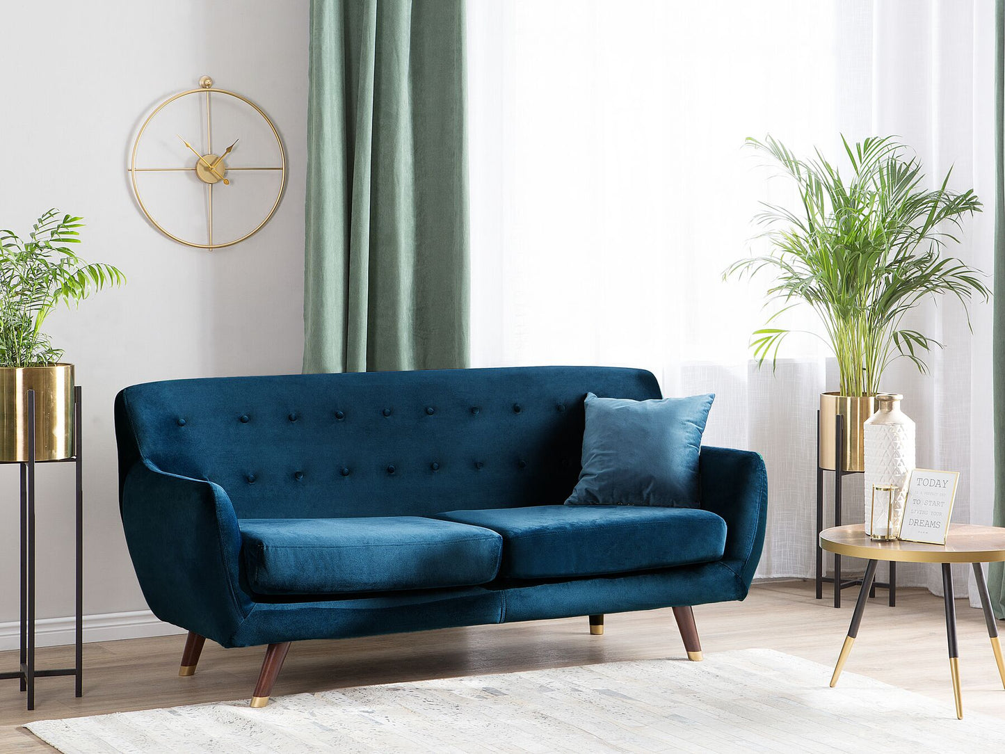 3 Seater Velvet Sofa Navy Blue BODO