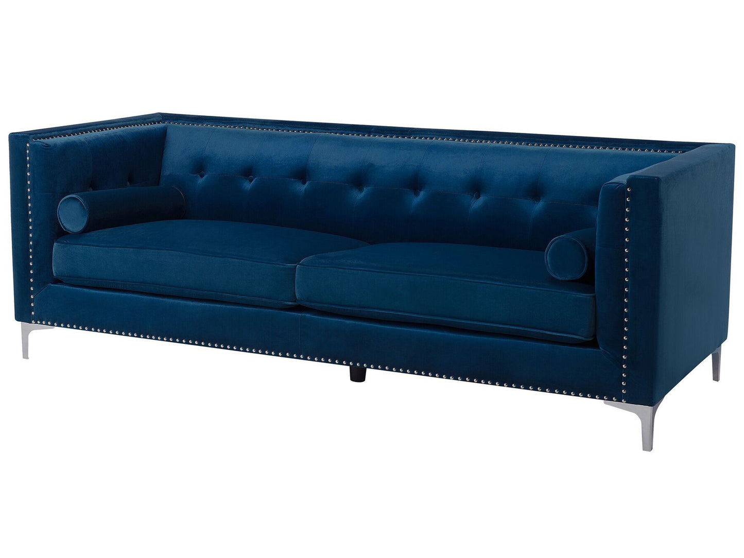 3 Seater Velvet Sofa Navy Blue AVALDSENES