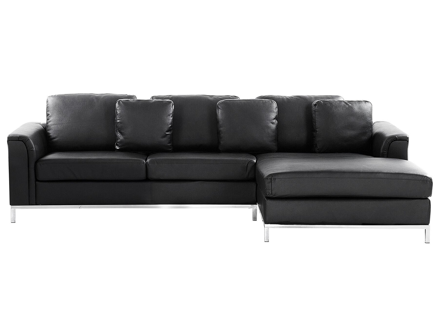 Left Hand Leather Corner Sofa Black OSLO