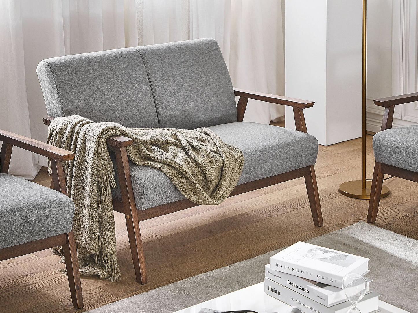 2 Seater Fabric Sofa Grey ASNES