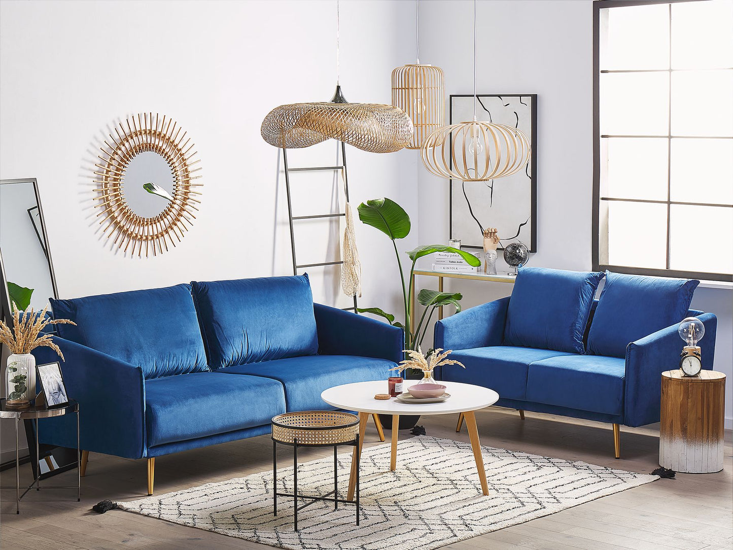 2 Seater Velvet Sofa Navy Blue MAURA