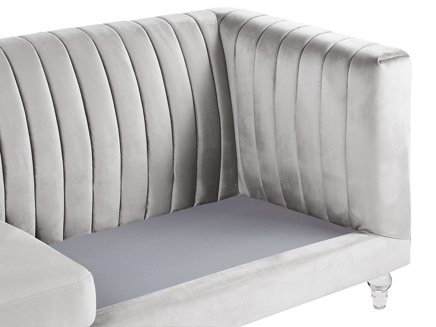 3 Seater Velvet Fabric Sofa Light Grey ARVIKA