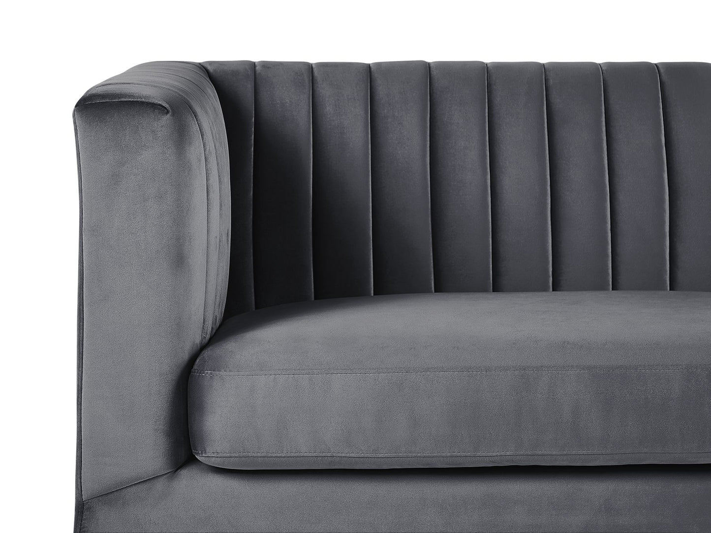 3 Seater Velvet Fabric Sofa Grey ARVIKA