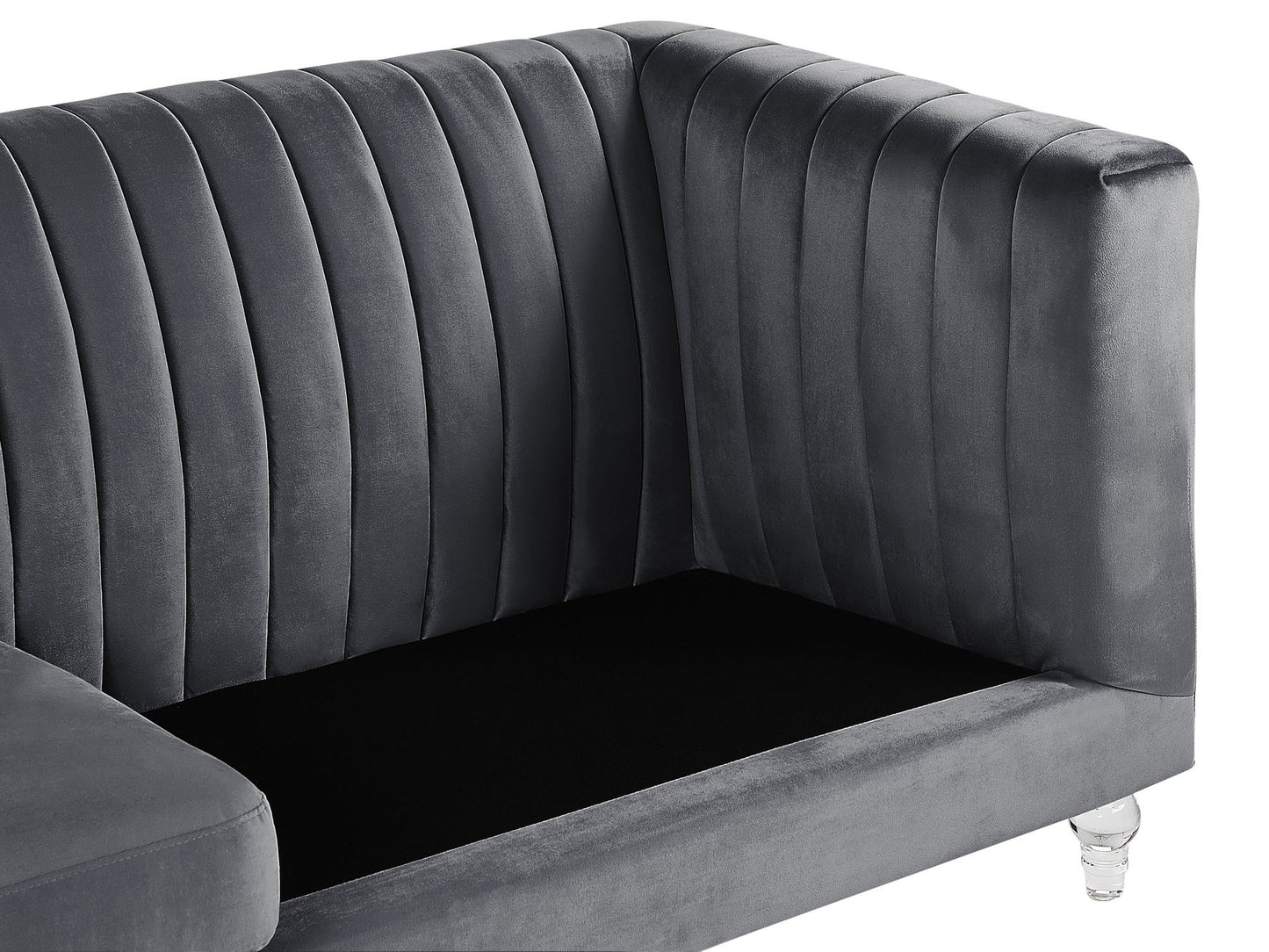 3 Seater Velvet Fabric Sofa Grey ARVIKA
