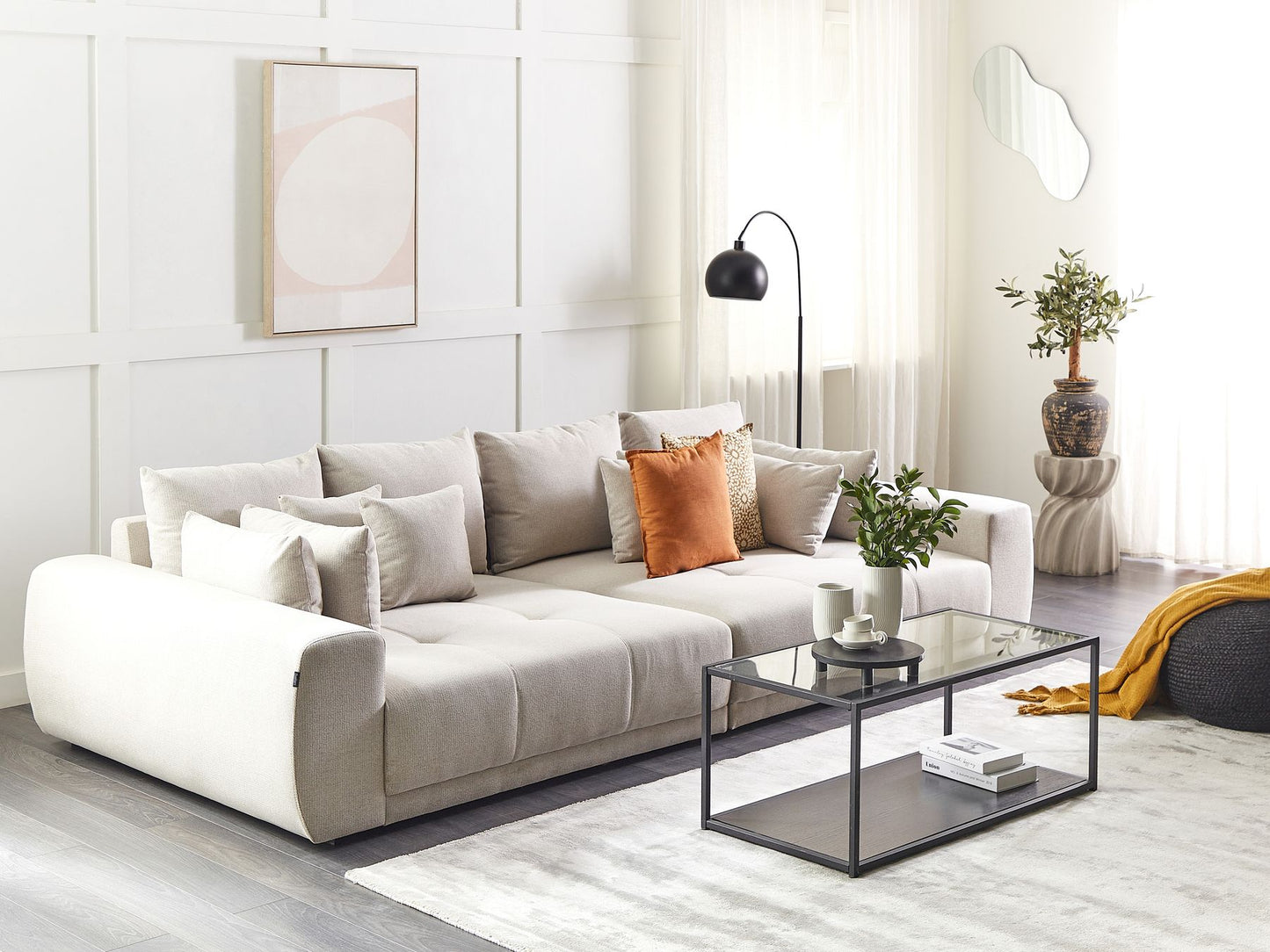 4 Seater Fabric Sofa Beige TORPO