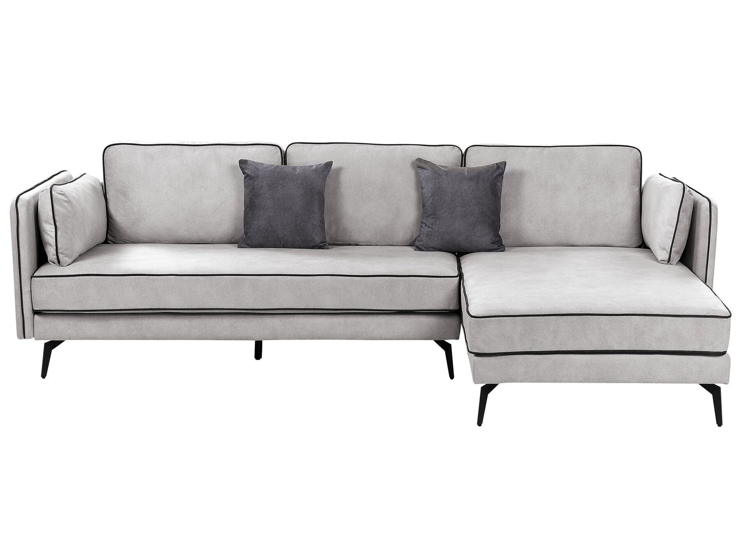 Left Hand Velvet Corner Sofa Light Grey ALTAN