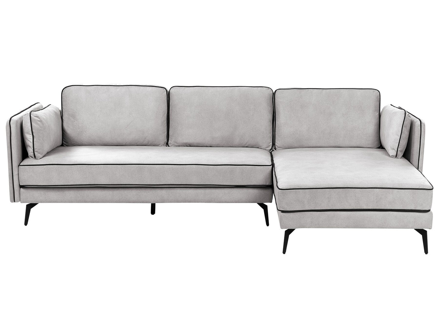 Left Hand Velvet Corner Sofa Light Grey ALTAN