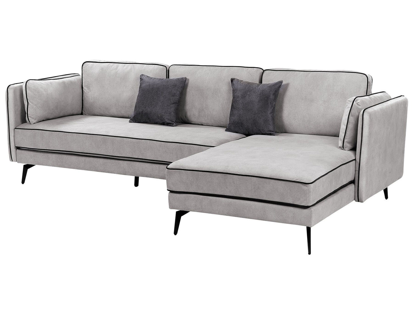 Left Hand Velvet Corner Sofa Light Grey ALTAN