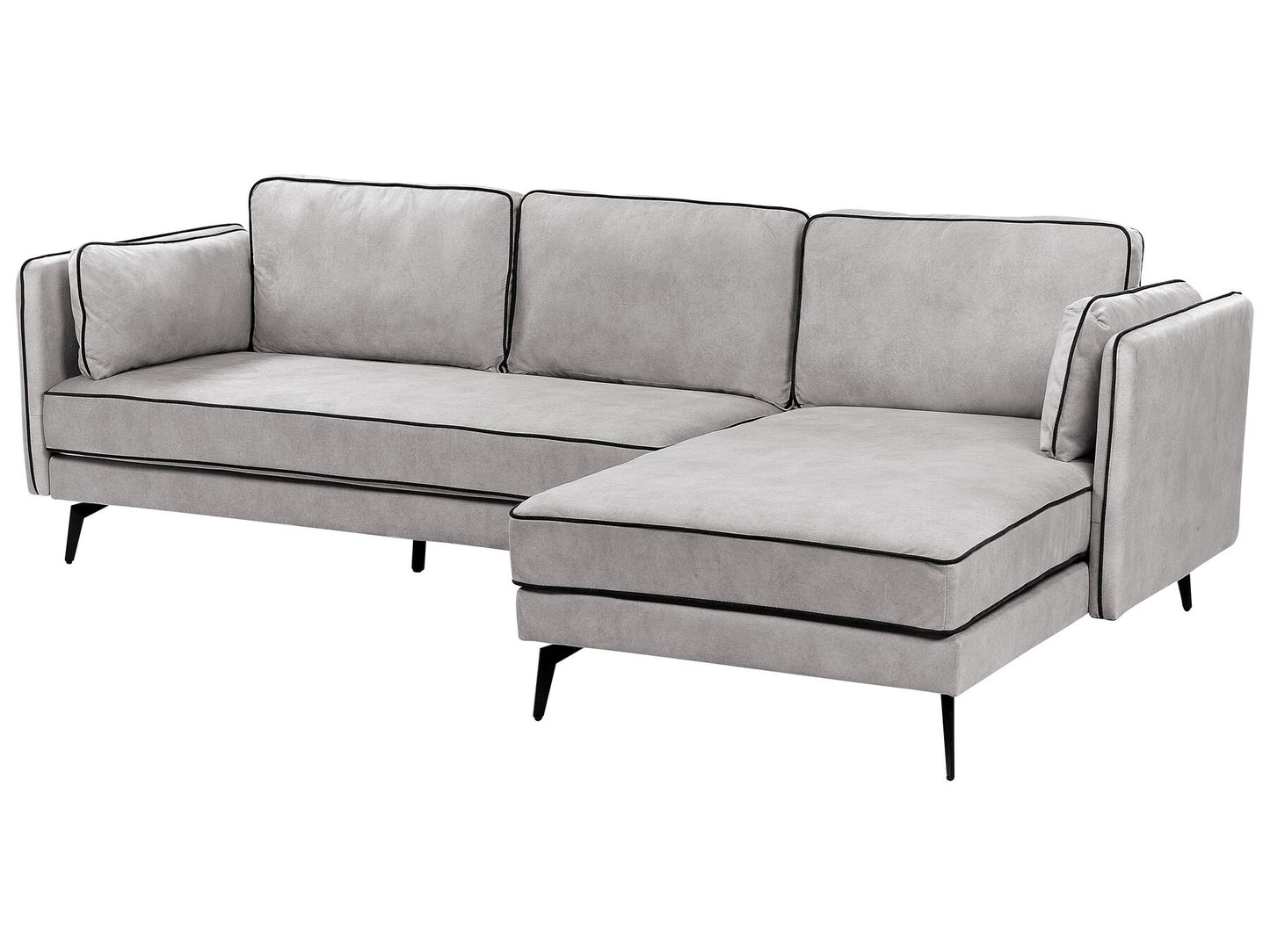 Left Hand Velvet Corner Sofa Light Grey ALTAN