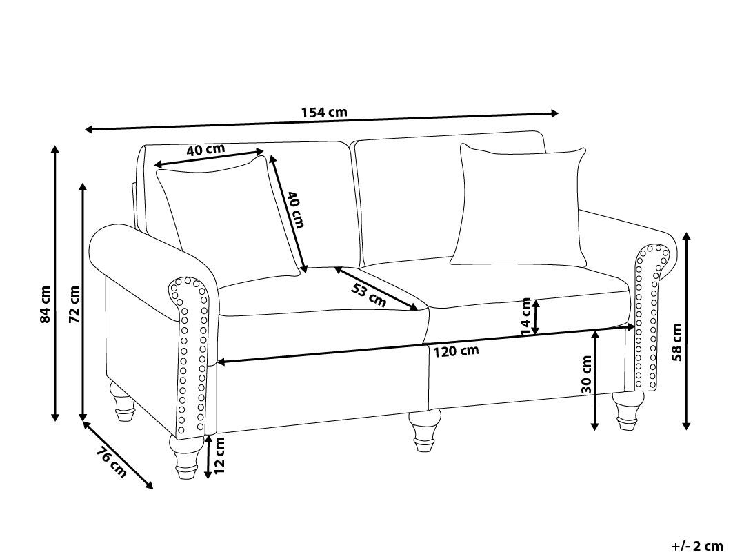 2 Seater Fabric Sofa White GINNERUP