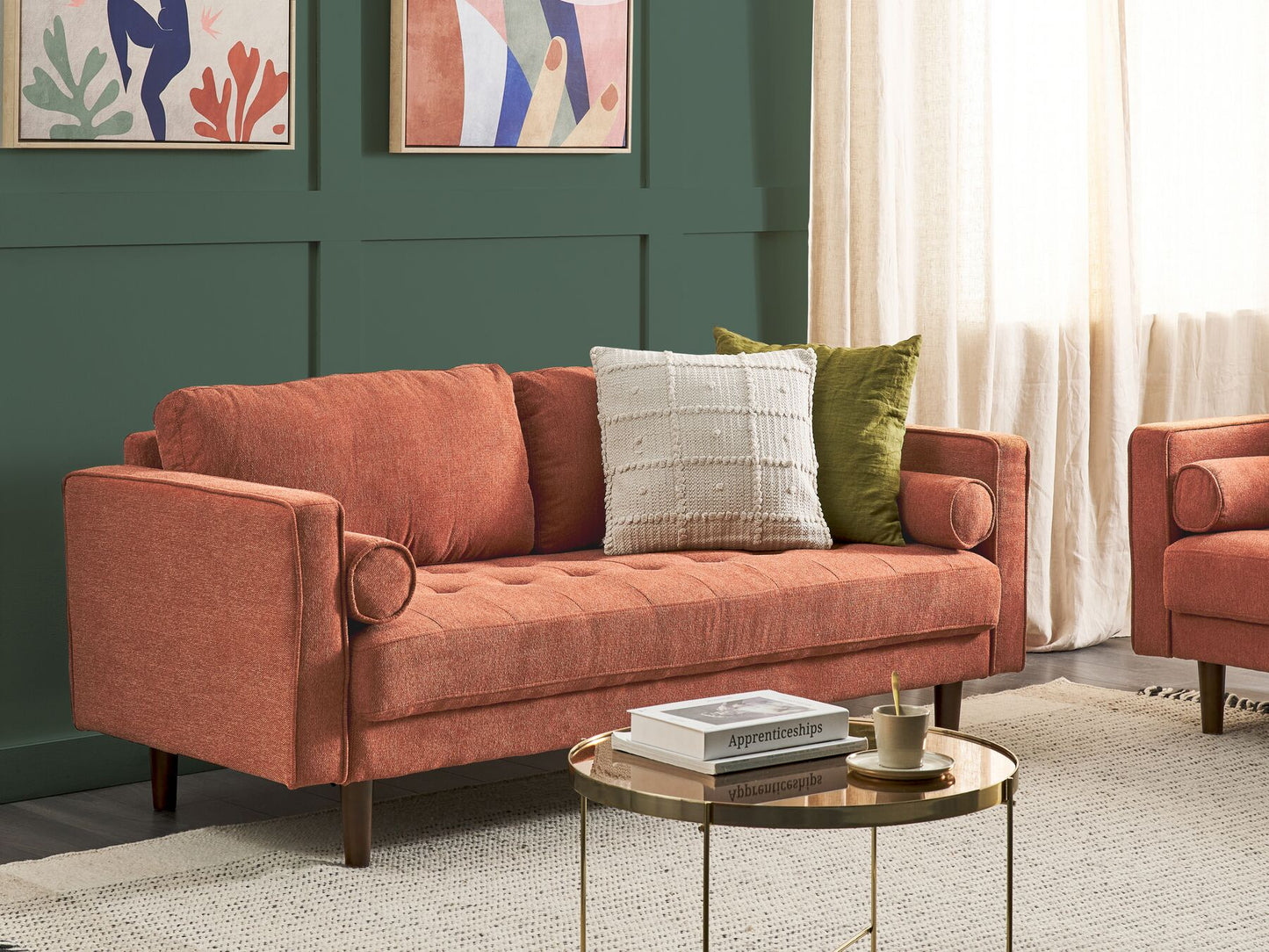 3 Seater Fabric Sofa Golden Brown NURMO