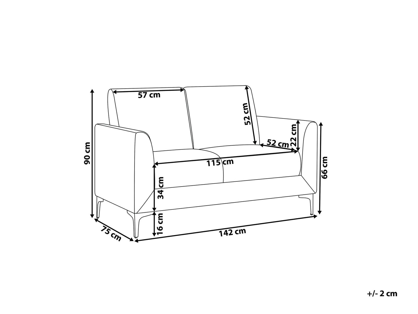2 Seater Fabric Sofa Taupe FENES