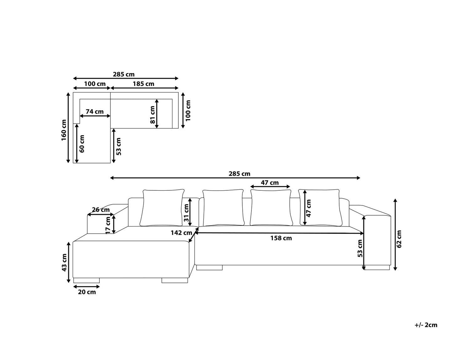 Right Hand Jumbo Cord Corner Sofa Off-White LUNGO