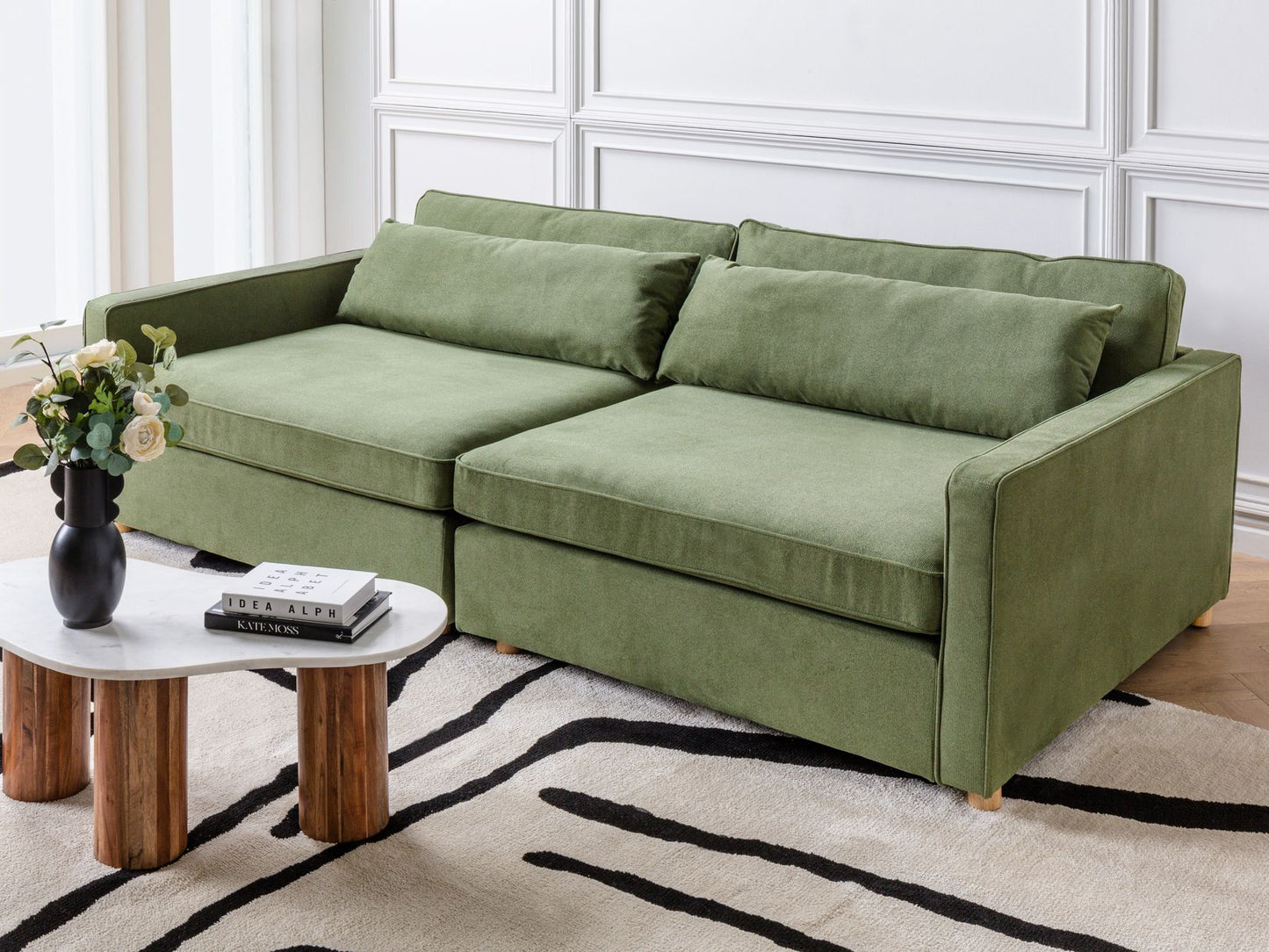 3 Seater Fabric Sofa Green VINSTRA