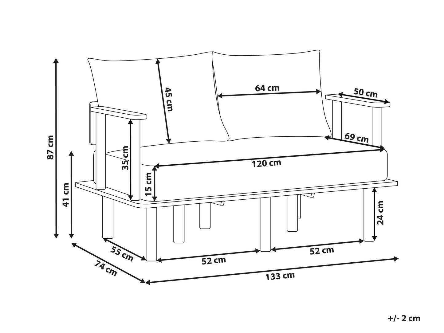 2 Seater Fabric Sofa Beige ASKER