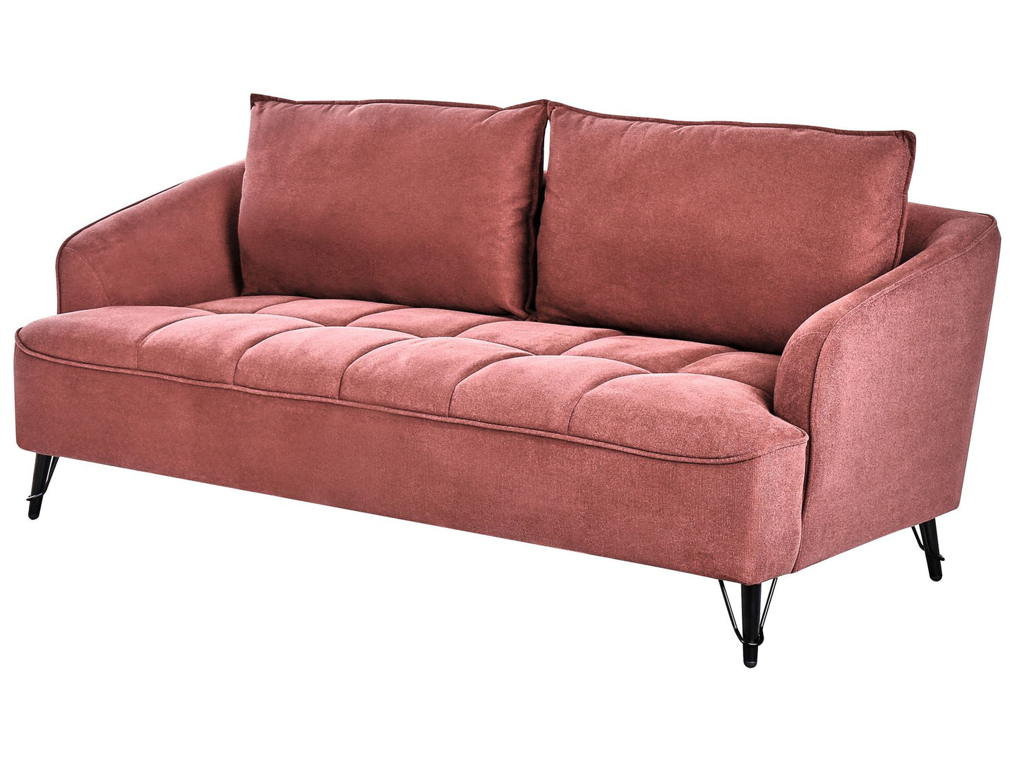 3 Seater Fabric Sofa Burgundy HOBRO