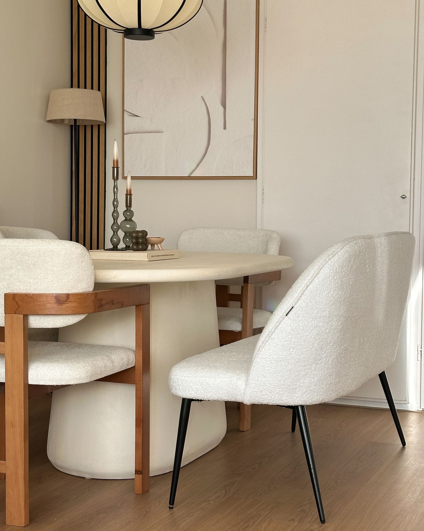 2 Seater Boucle Kitchen Sofa White OSBY