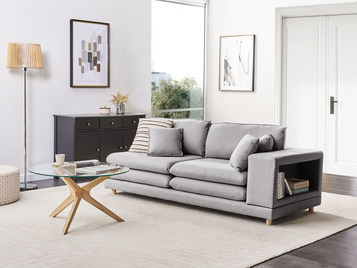 2 Seater Fabric Sofa Grey HEDEN