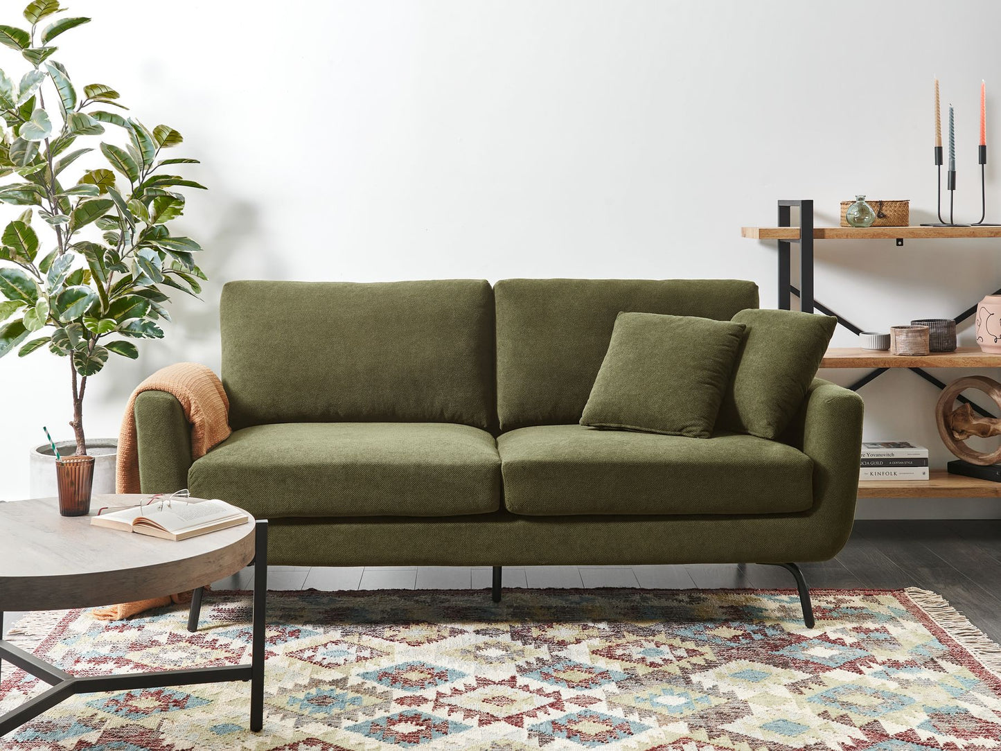 3 Seater Fabric Sofa Dark Green VESALA