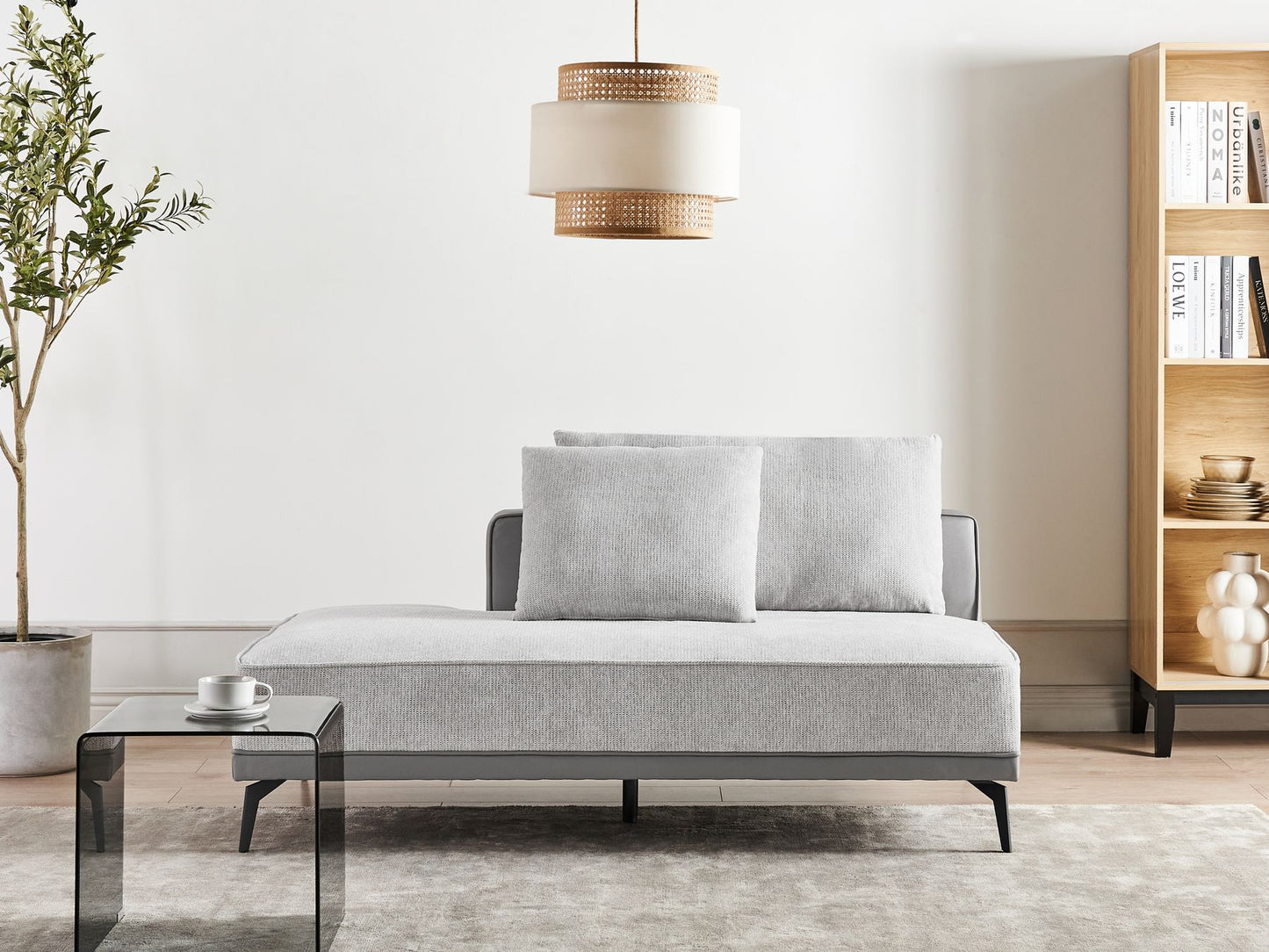 Left Hand Modular Fabric Corner Sofa Grey MYKEN