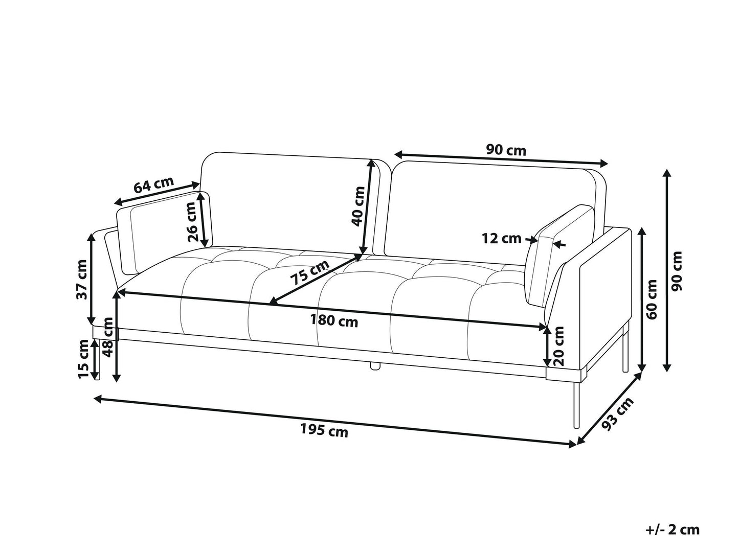 3 Seater Fabric Sofa Light Beige SKAVEN