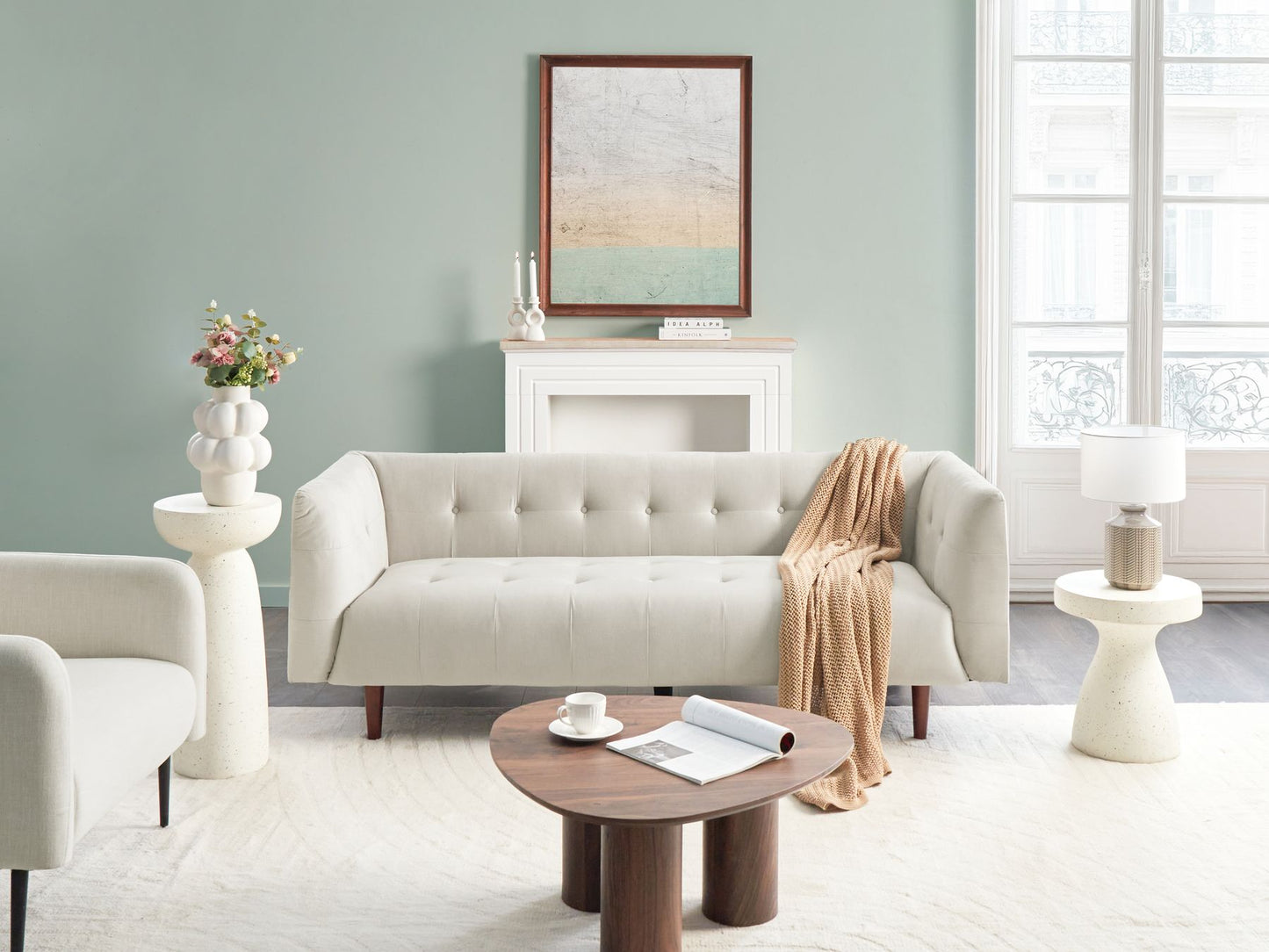 3 Seater Fabric Sofa Light Beige BYSKE