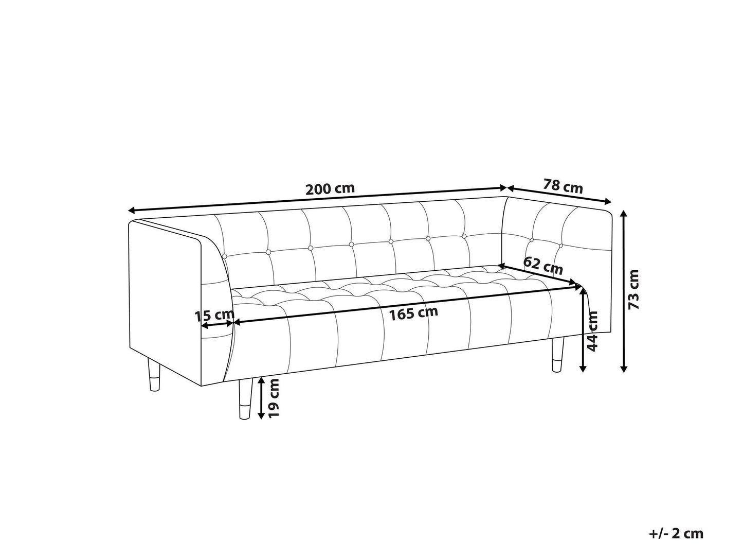 3 Seater Fabric Sofa Light Beige BYSKE