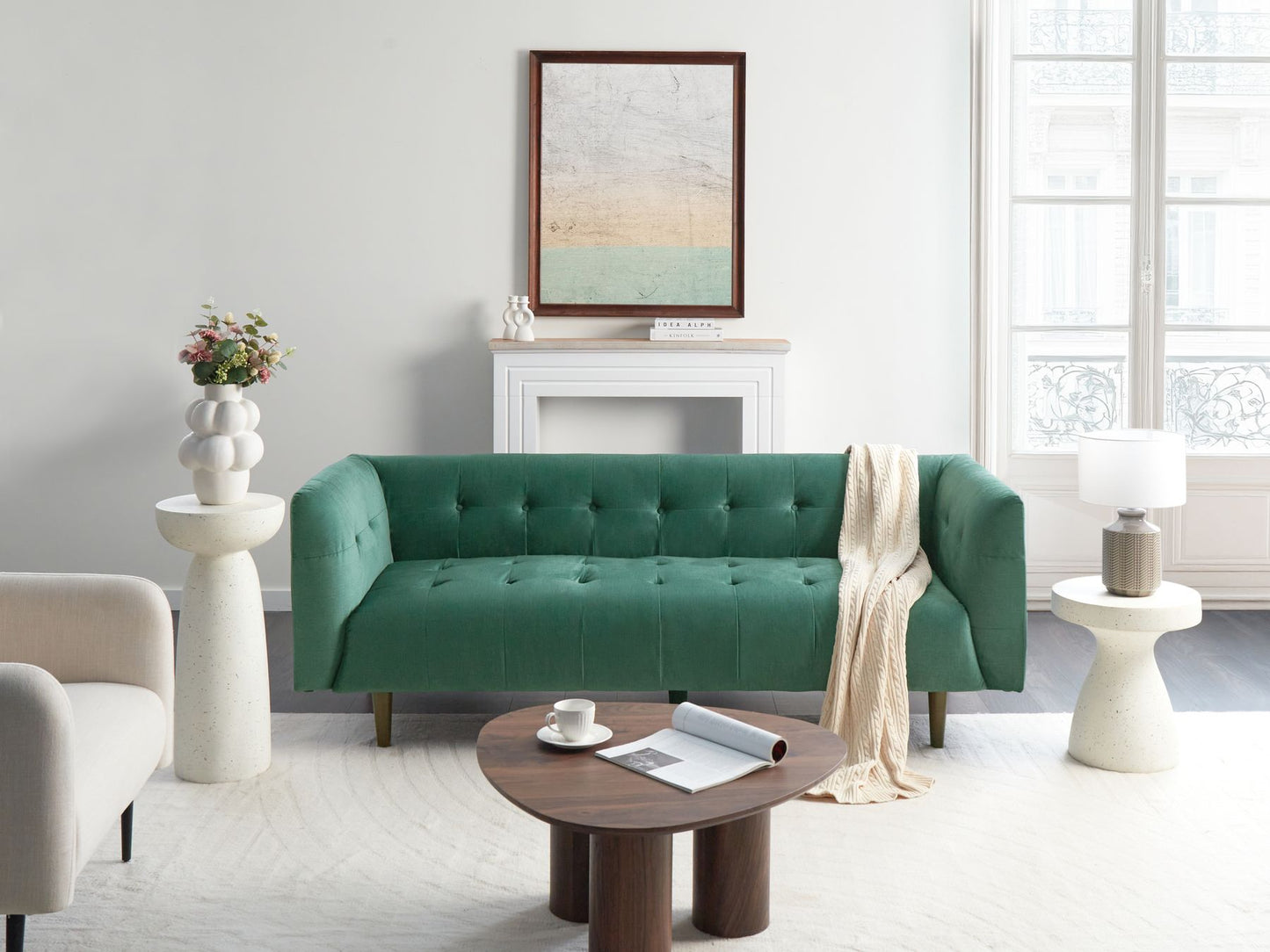 3 Seater Fabric Sofa Green BYSKE
