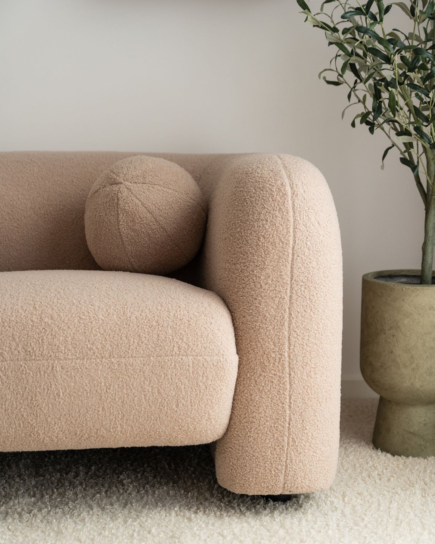 3 Seater Boucle Sofa Beige LEIREN