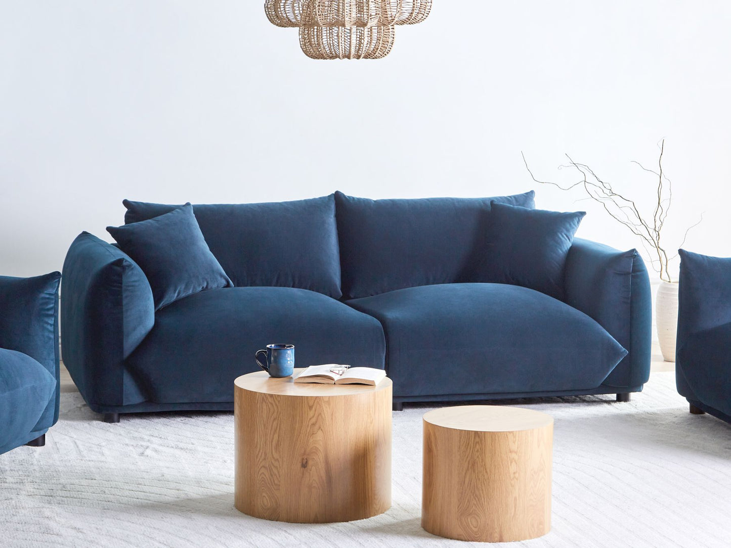 3 Seater Velvet Sofa Dark Blue LUVOS