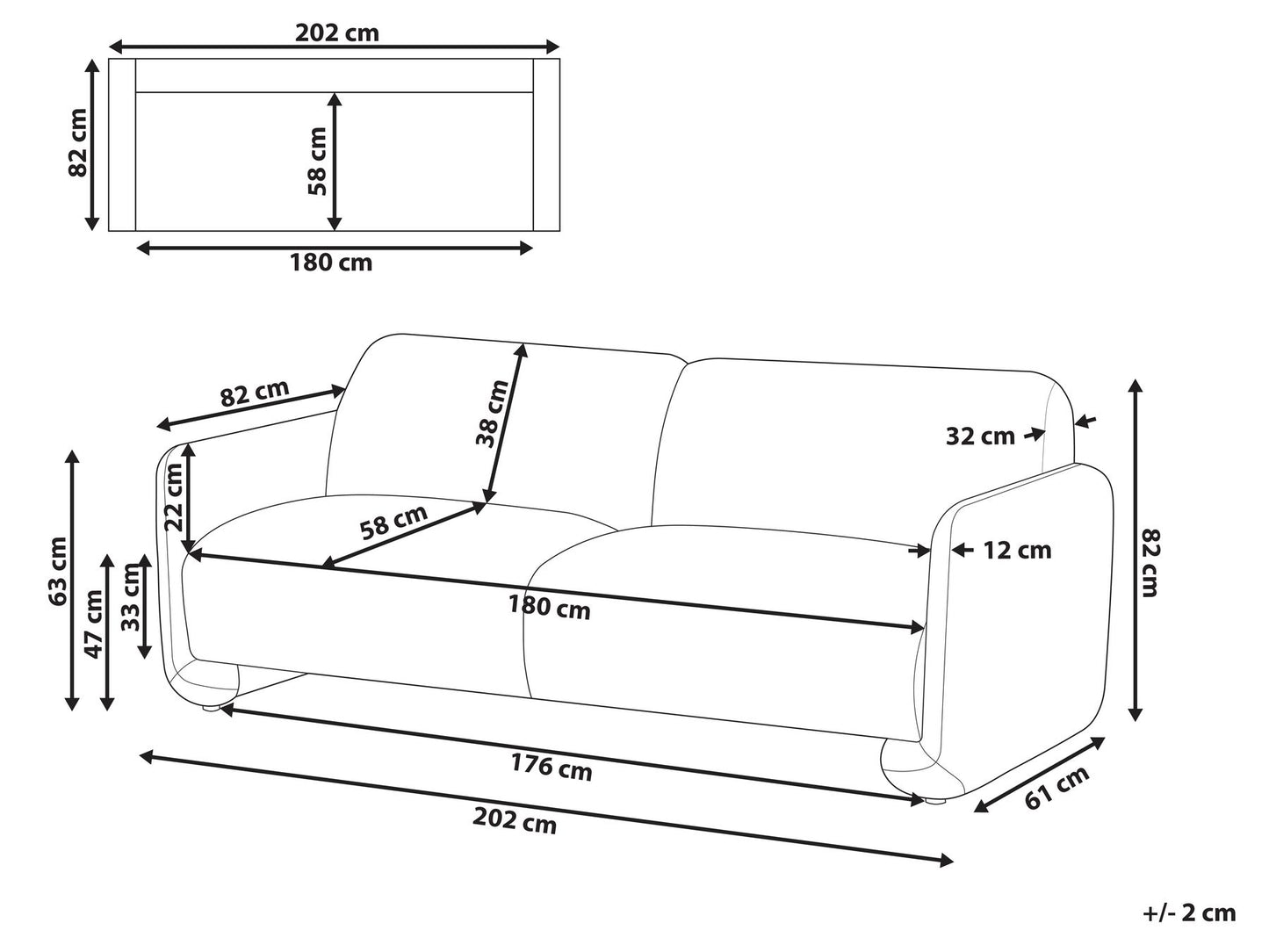 3 Seater Fabric Sofa Golden Brown SALAND