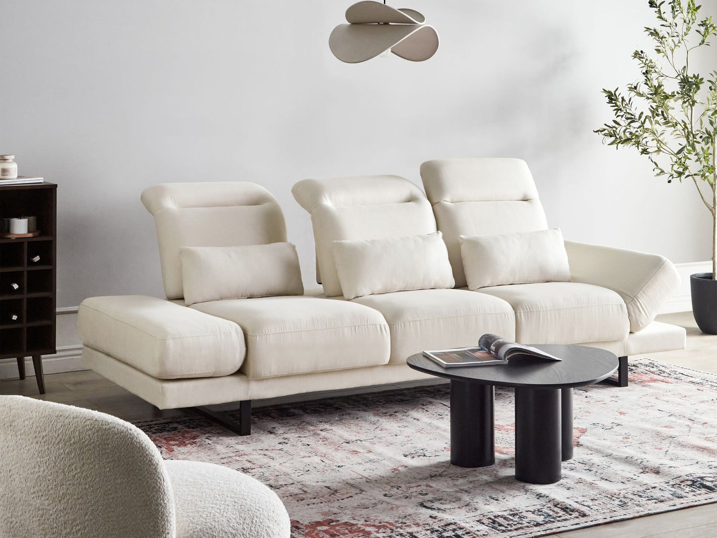 Fabric 3 Seater Sofa Off White IKAST