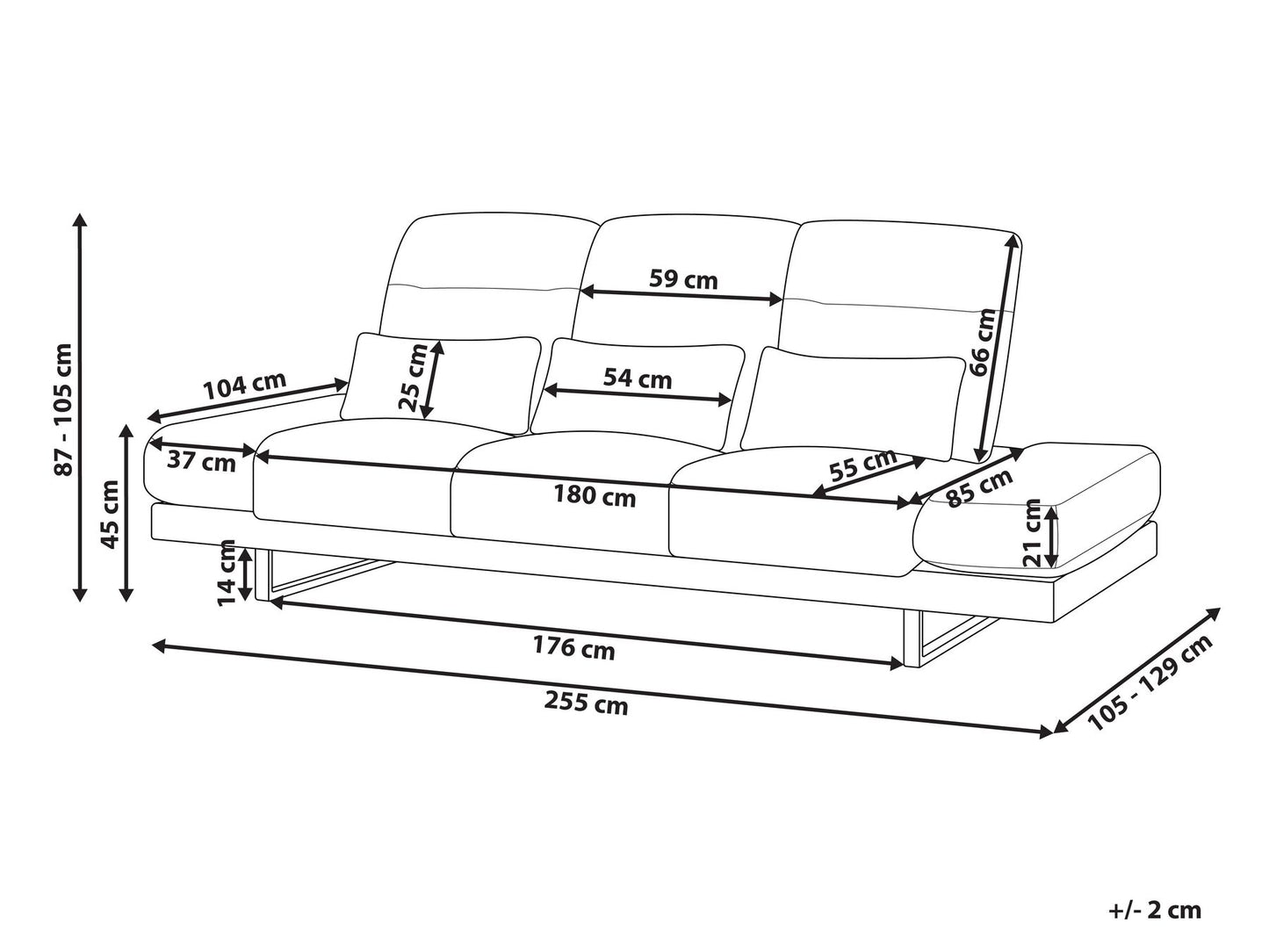 Fabric 3 Seater Sofa Off White IKAST