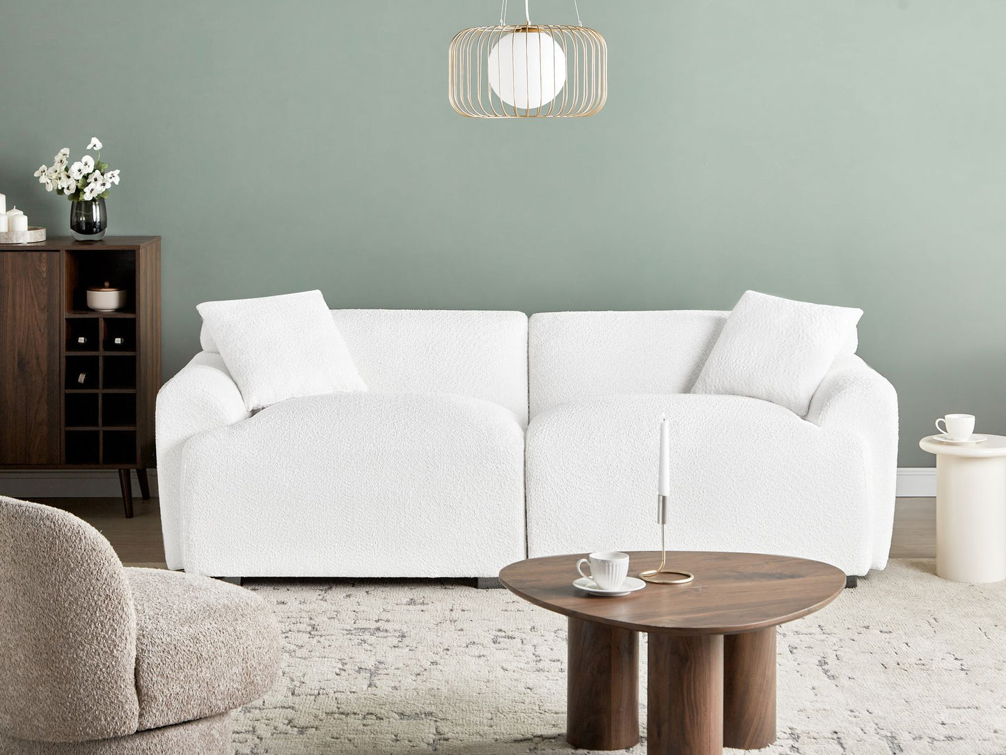3 Seater Boucle Sofa White KORIO