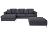 Right Hand Fabric Corner Sofa with Ottoman Grey OSLO
