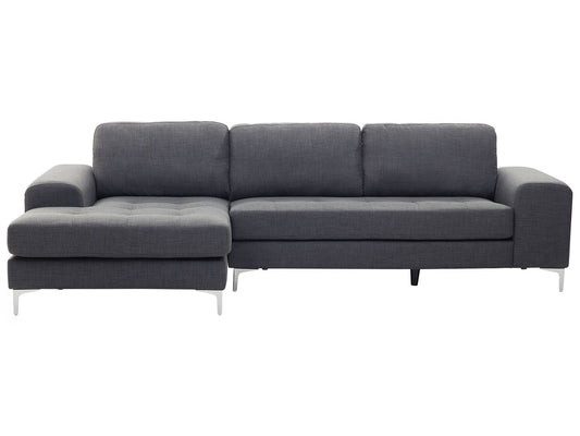 Right Hand Fabric Corner Sofa Dark Grey KIRUNA