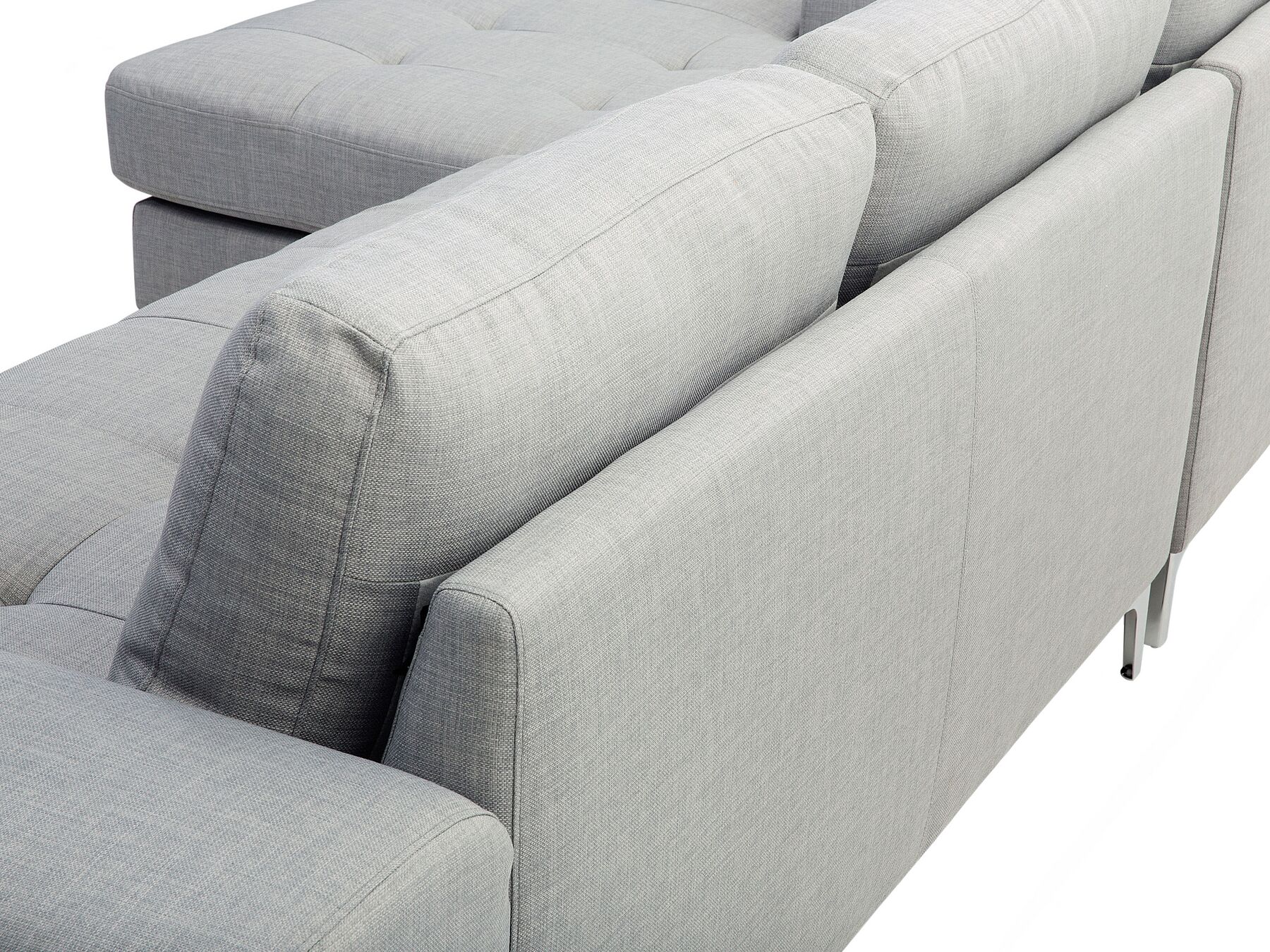 Right Hand Fabric Corner Sofa Light Grey KIRUNA