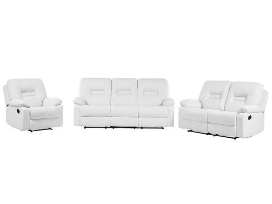 2 Seater Faux Leather Manual Recliner Sofa White BERGEN