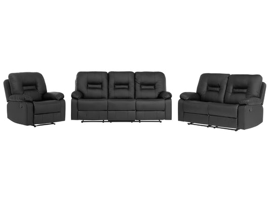 2 Seater Faux Leather Manual Recliner Sofa Black BERGEN