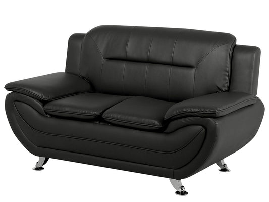 2 Seater Faux Leather Sofa Black LEIRA