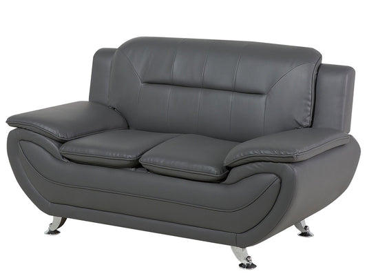 2 Seater Faux Leather Sofa Grey LEIRA