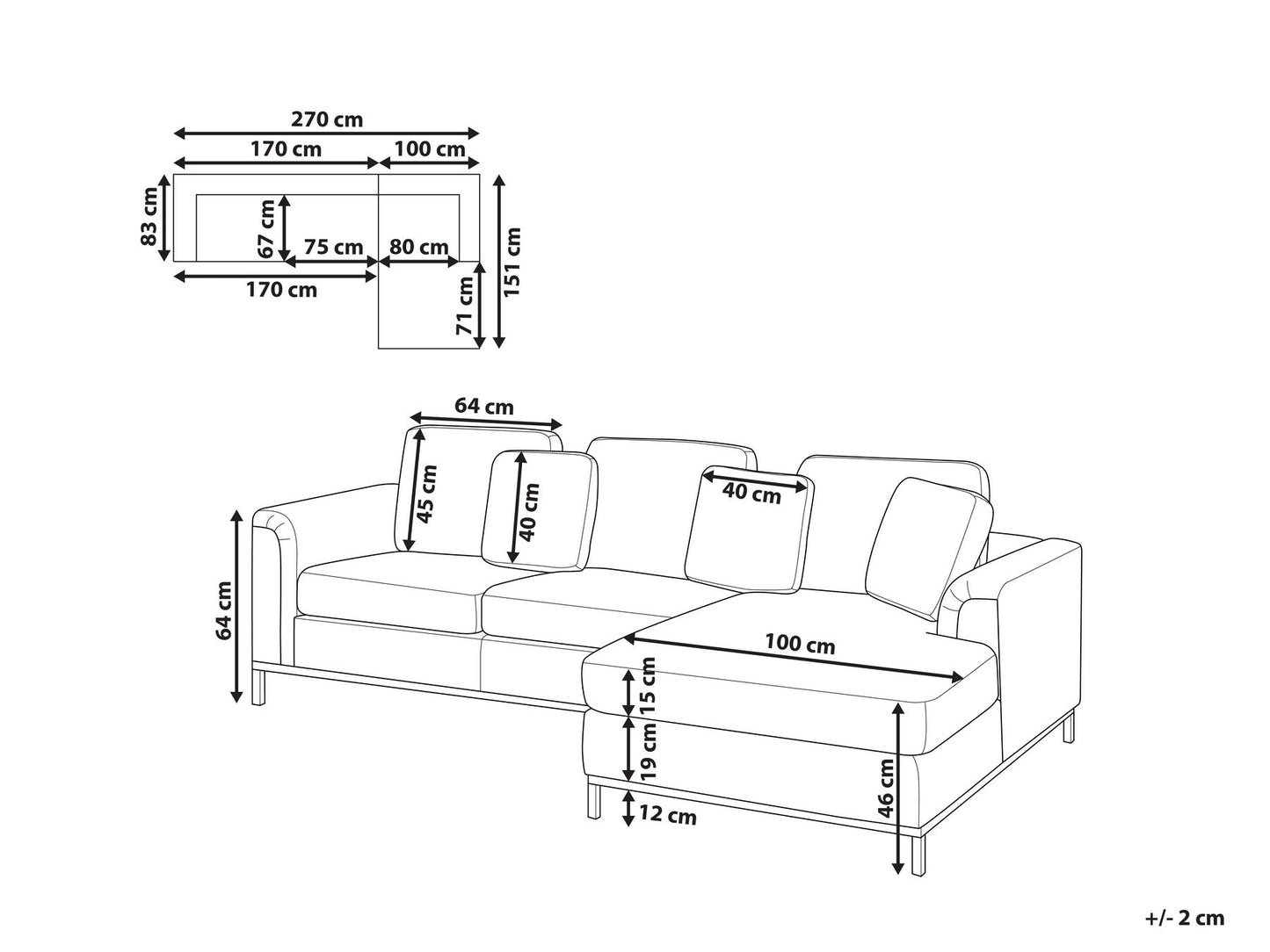 Left Hand Leather Corner Sofa Beige OSLO