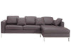 Left Hand Leather Corner Sofa Brown OSLO