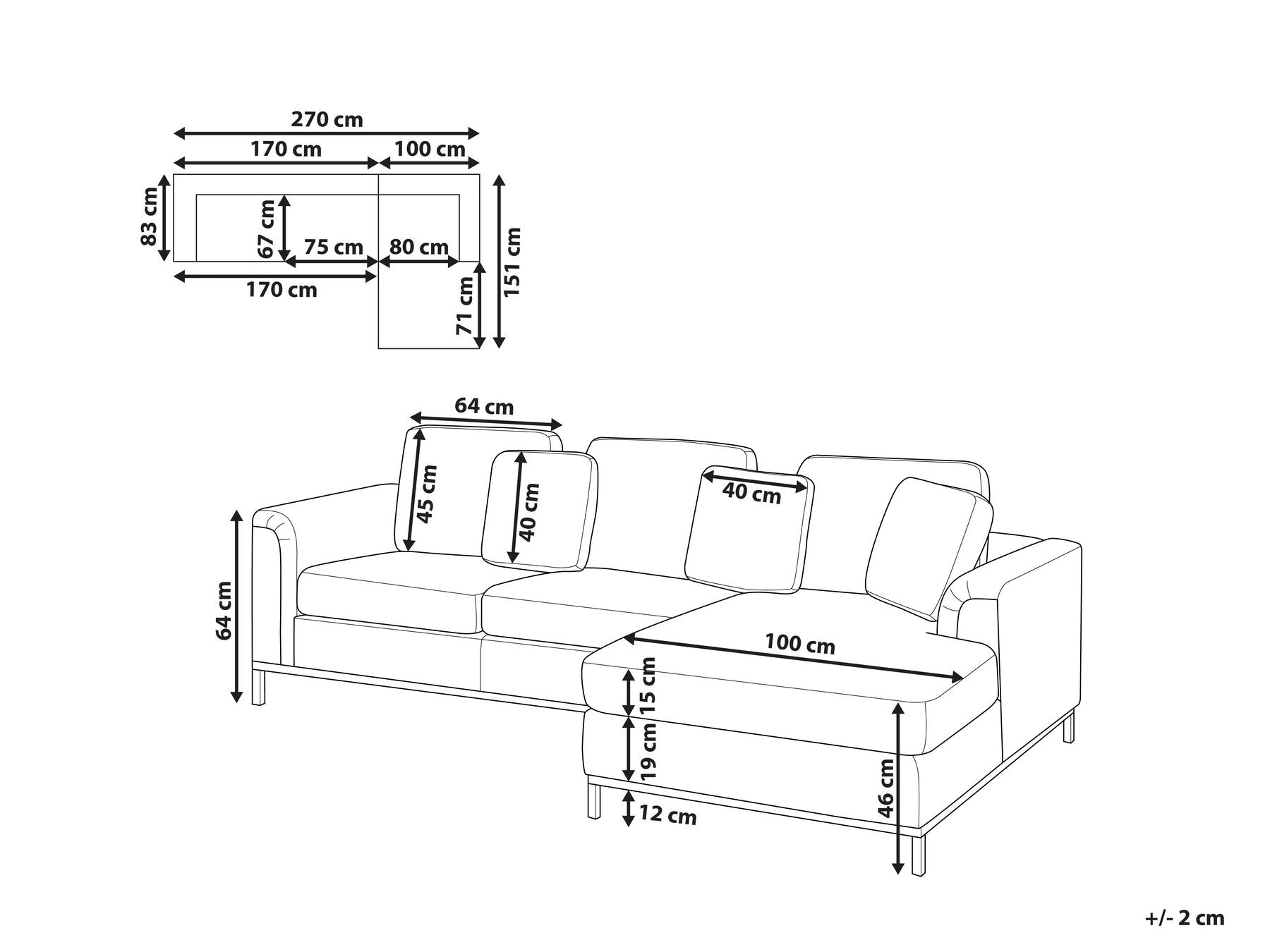 Left Hand Leather Corner Sofa Brown OSLO