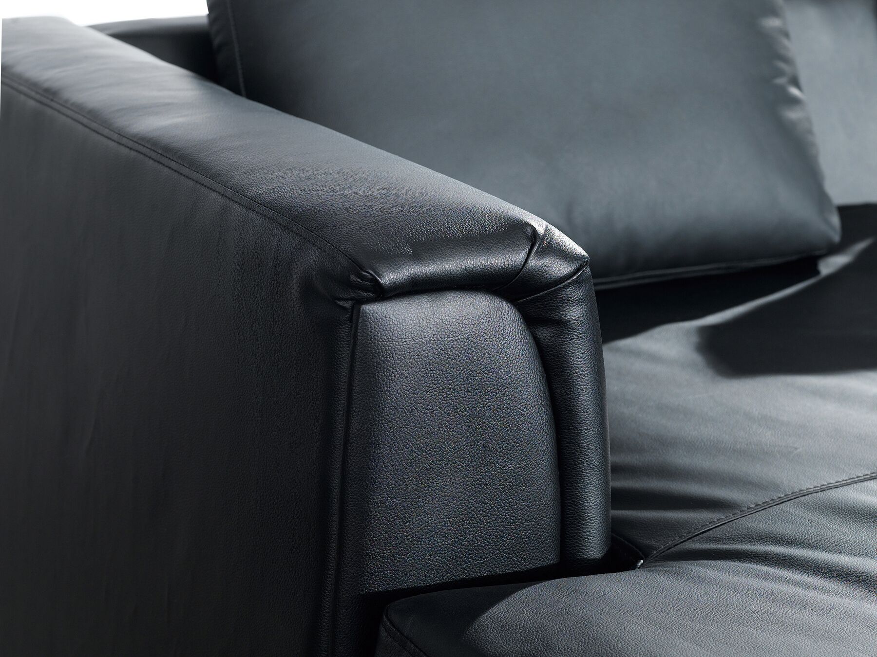Right Hand Leather Corner Sofa Black OSLO