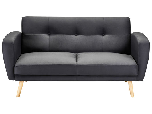 2 Seater Fabric Sofa Bed Black FLORLI