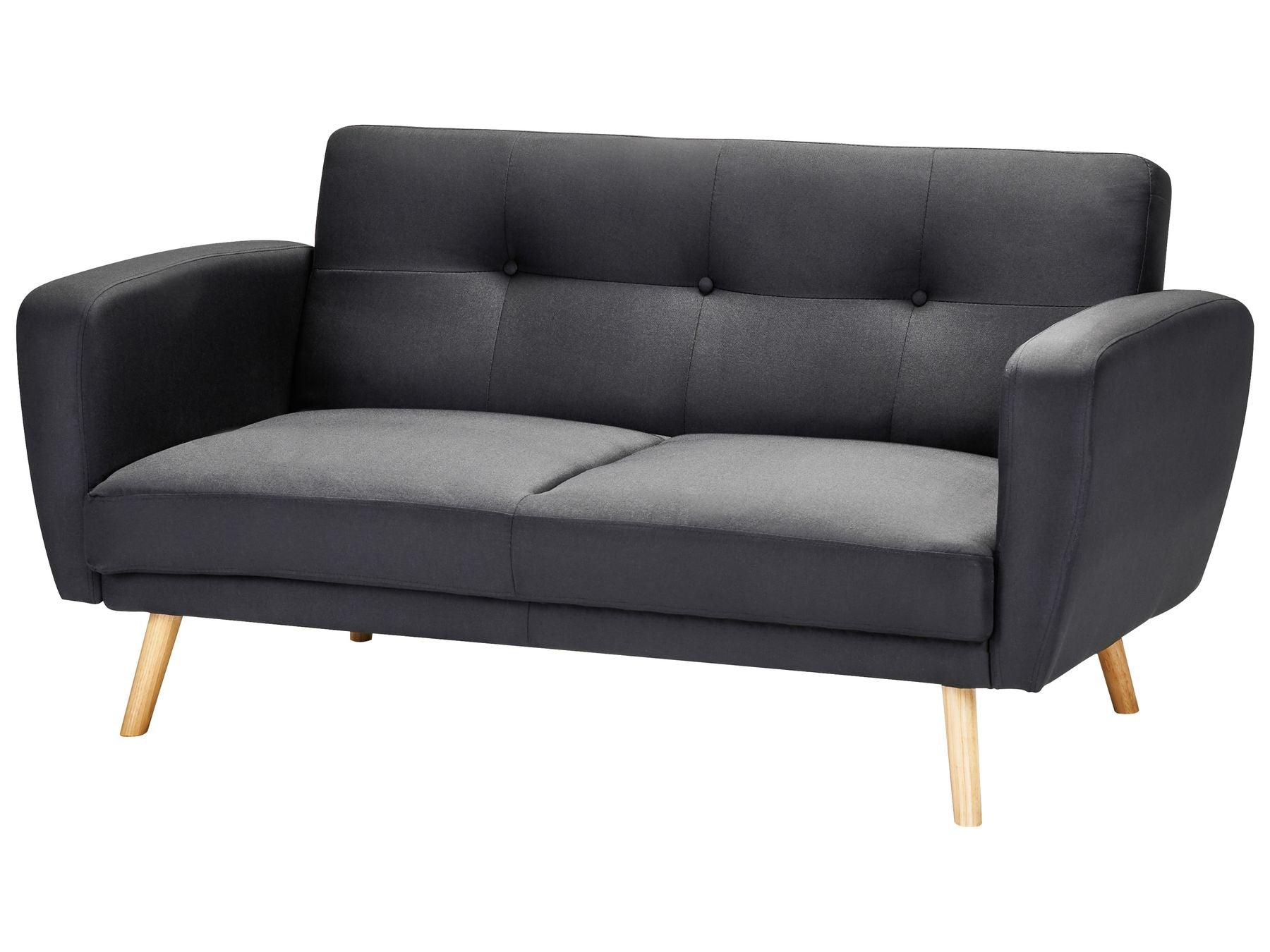 2 Seater Fabric Sofa Bed Black FLORLI