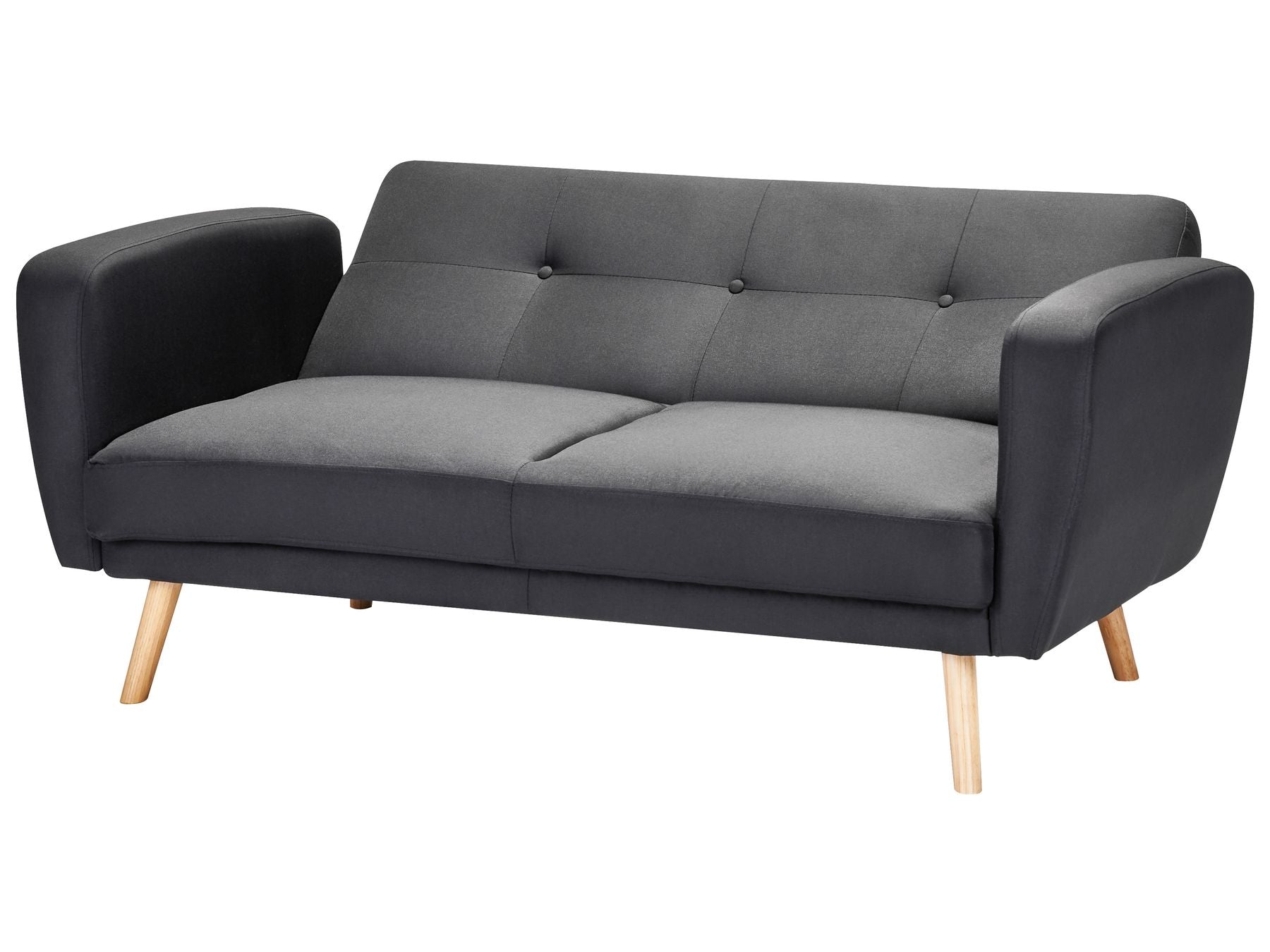 2 Seater Fabric Sofa Bed Black FLORLI